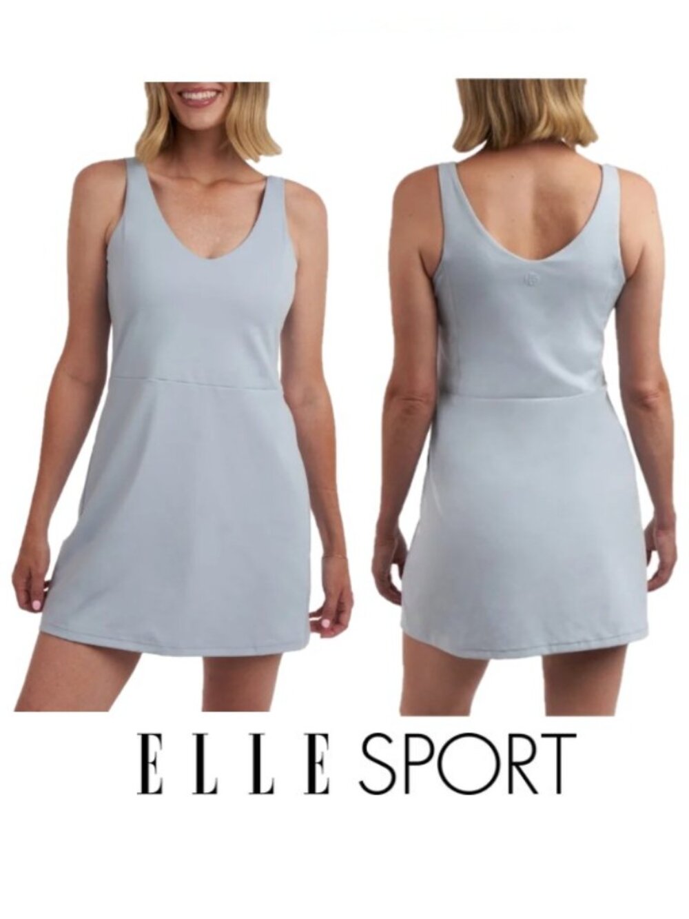 NWT Elle Sport Women's Active Dress, Built-In Bra, Blue